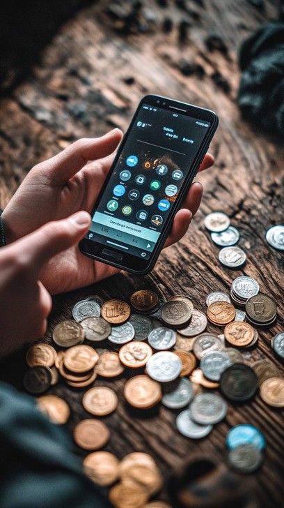 Person managing foreign currency payments on their phone